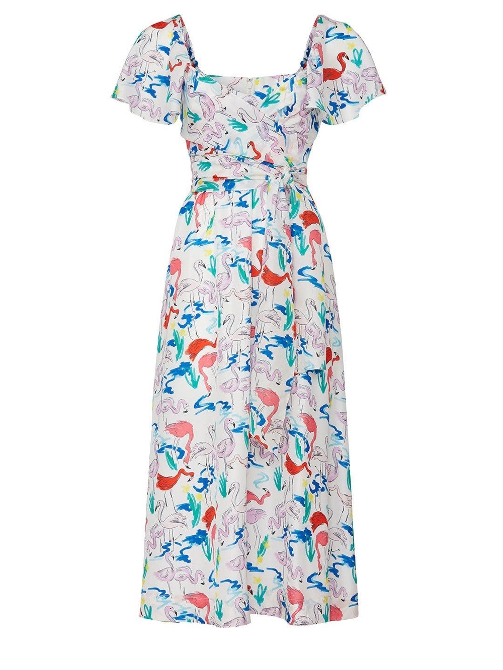 Tanya Taylor Teigan Dress Size 20R Silk Maxi Dress-Multicolor Flamingo Print